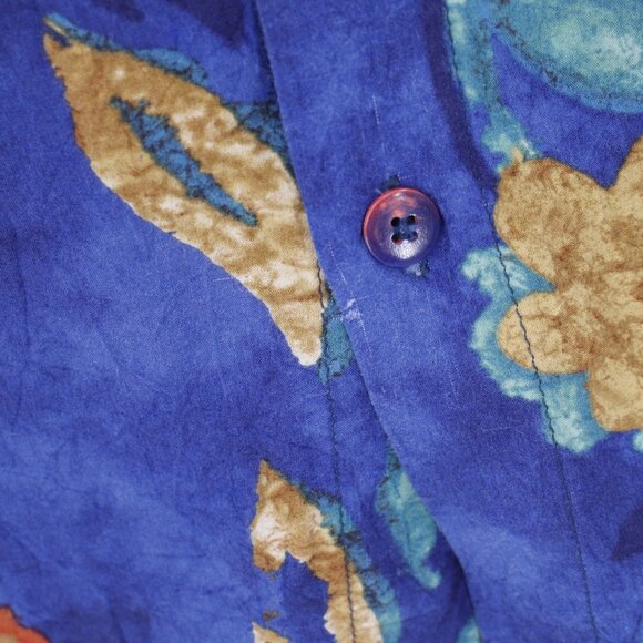 Jams World Hawaiian Shirt mens large M630RE blue Red Floral Short Sleeve Rayon - Picture 6 of 14